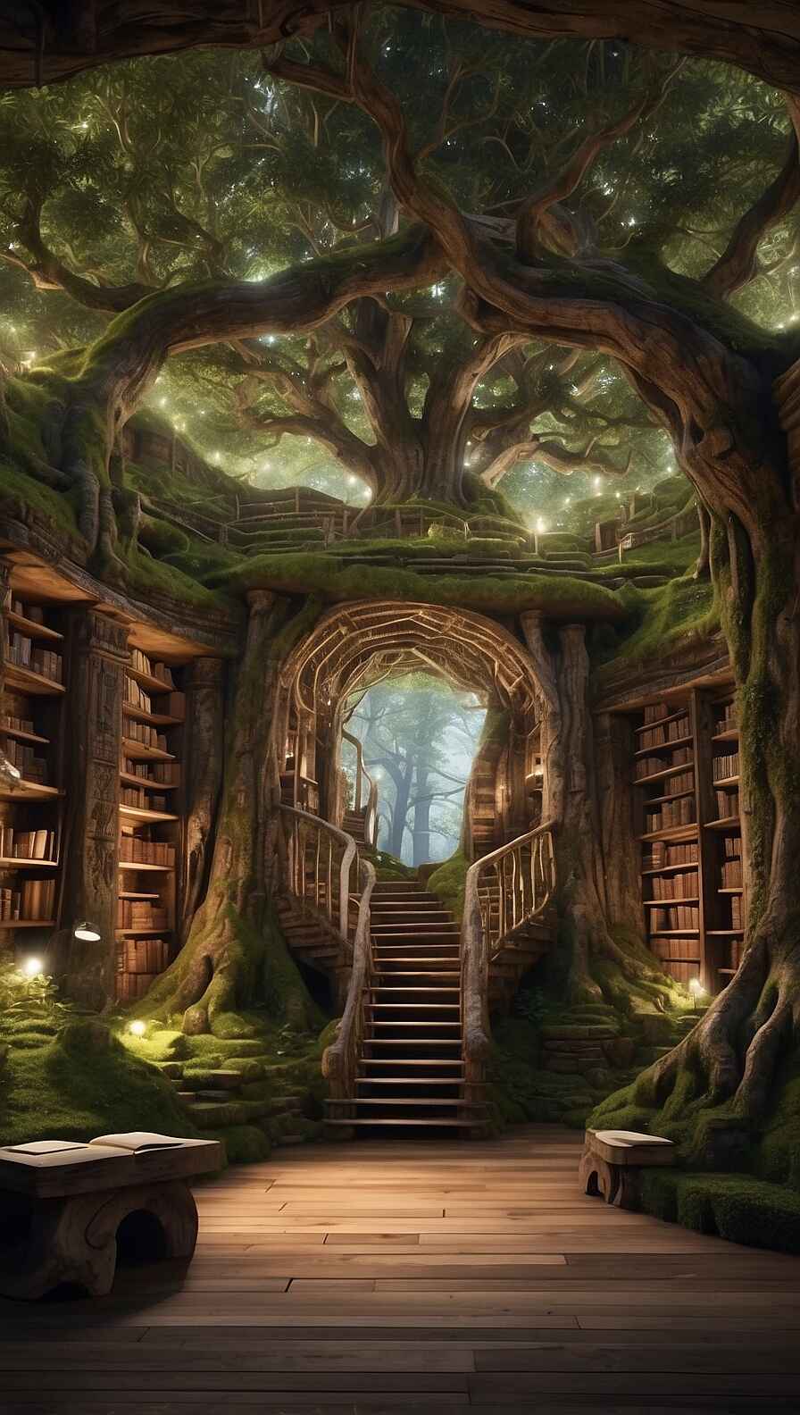 Library built into a tree